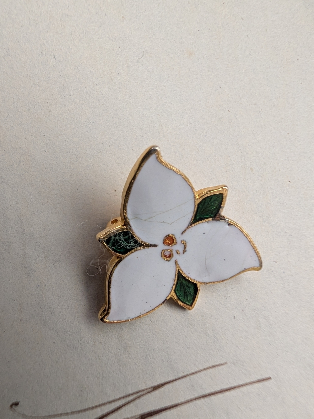 White Enamel Trillium Pin